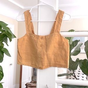 NWT Mate the label linen Nico crop top in ochre yellow